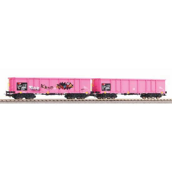 Zestaw 2 wagonów towarowych odkrytych Eaos z graffiti Piko 58393 H0 1:87
